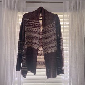 Cozy, purple, printed cardigan